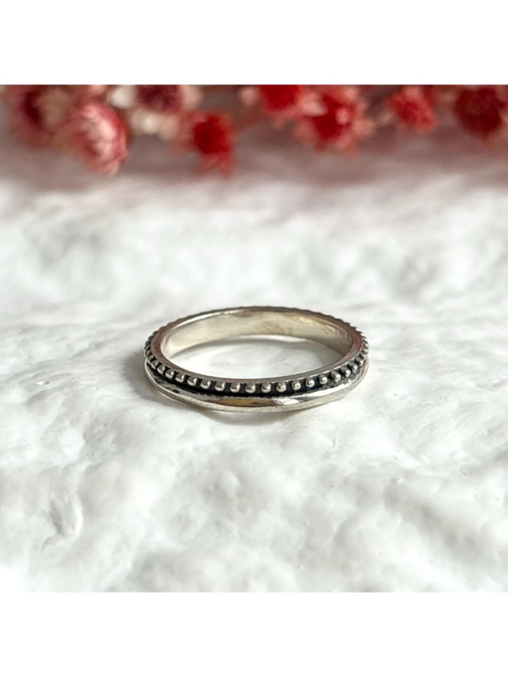 Indonesian Thai Inspired Beaded Sterling Silver 925 Vintage Ring - sz 6.25 - Picture 2 of 11